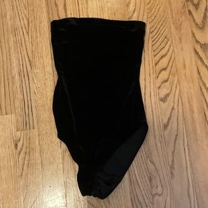 Black Velour Strapless Bodysuit Made in Italy